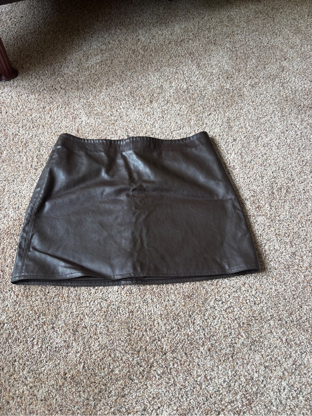 H&M Dark Brown Faux Leather Mini Skirt